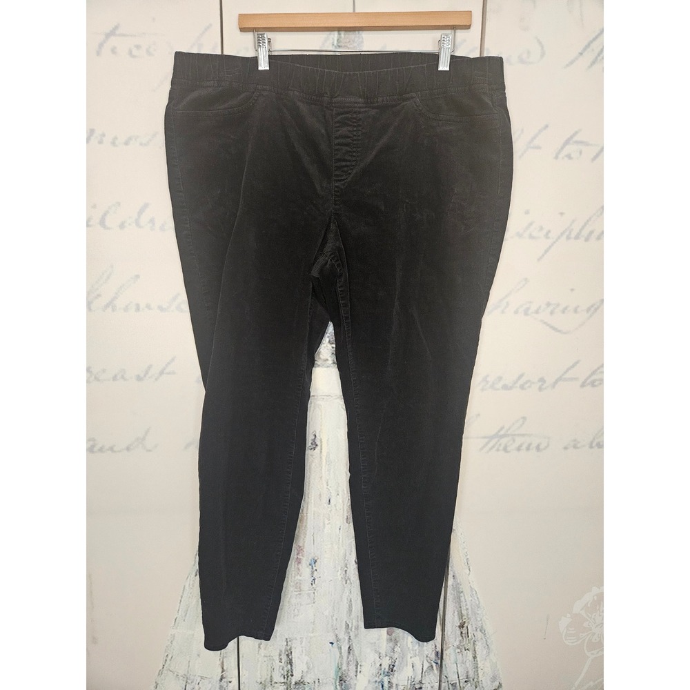 Eileen Fisher Black Organic Cotton Corduroy Pull On Leggings Slim Pants XL